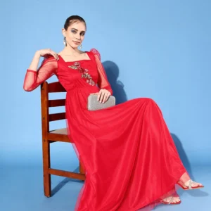 Scarlet Elegance Party Dress