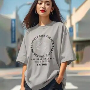 Women oversized fit cotton t-shirt grey